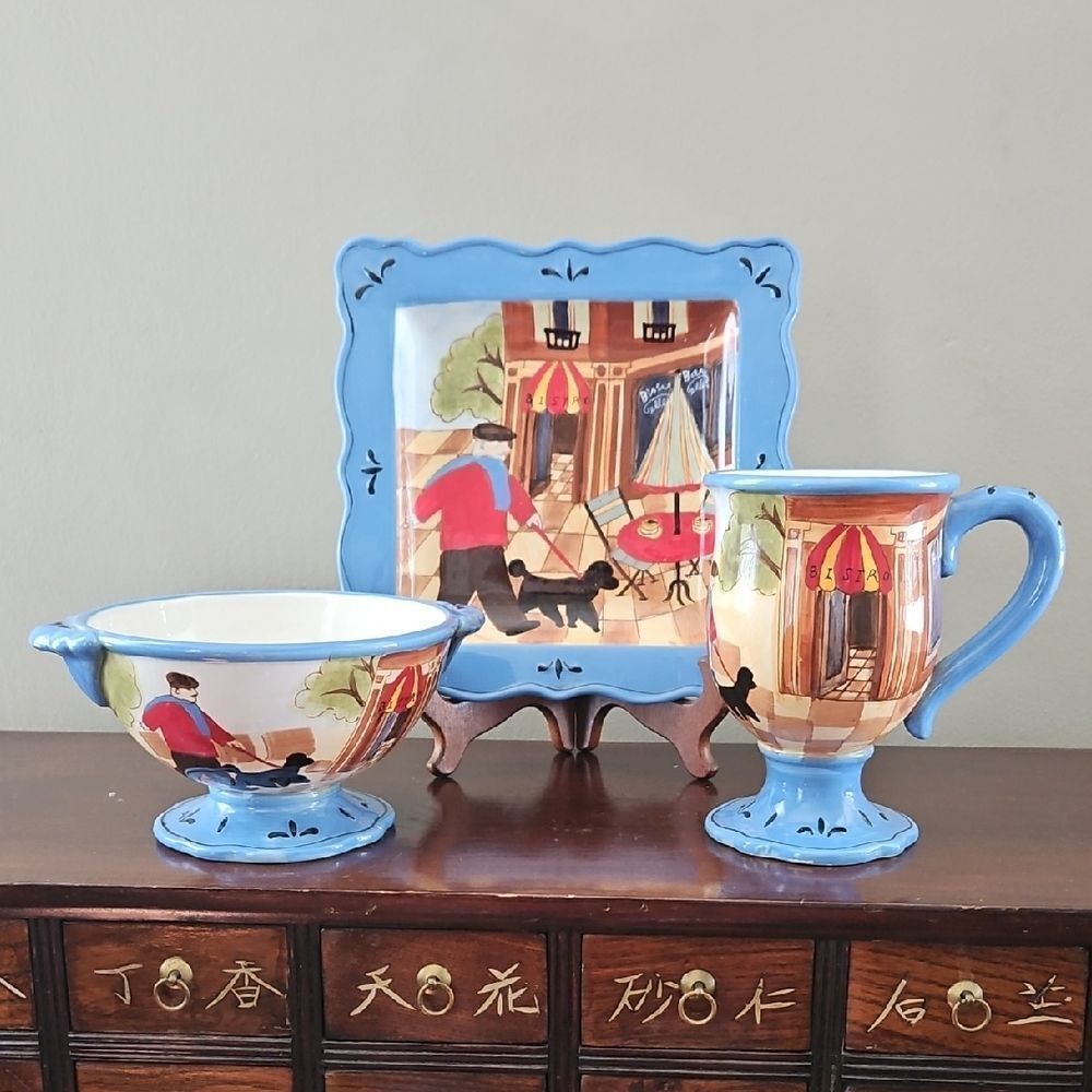 Vintage Certified International Ceramic Bowl,Plate,and Mug Set